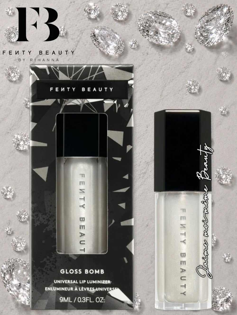 Fenty Beauty Diamond Milk Shimmer Lip Gloss - Sparkling White & Pink Pearl -New